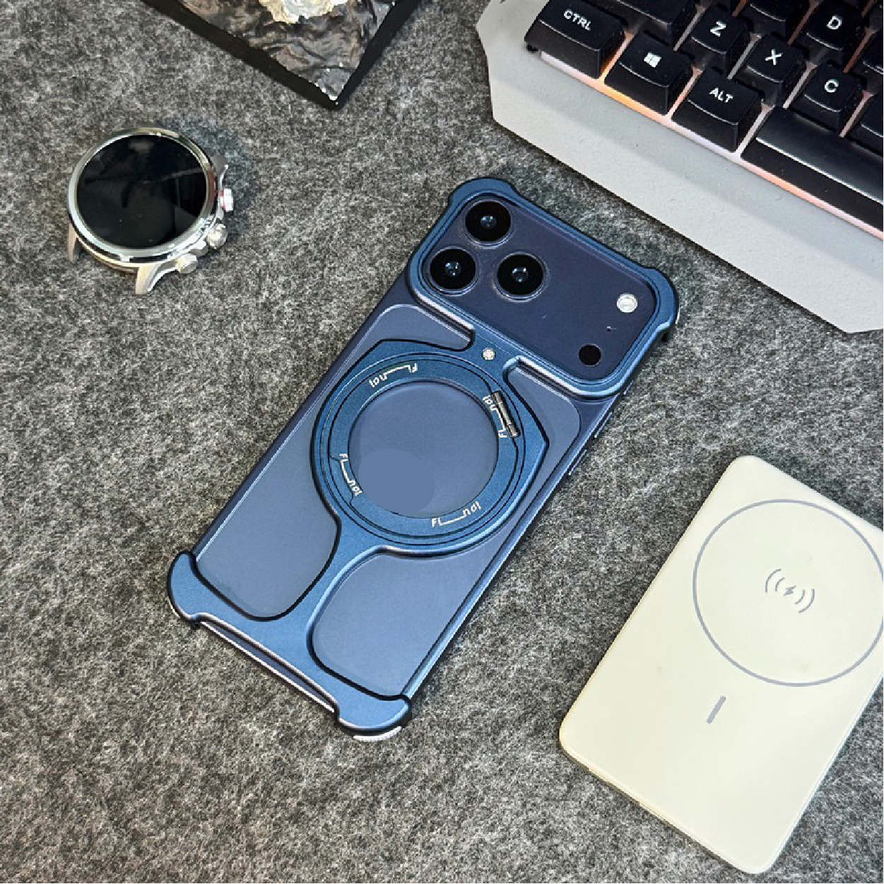 Compatible with Apple and Samsung metal frameless rotating magnetic stand phone cases