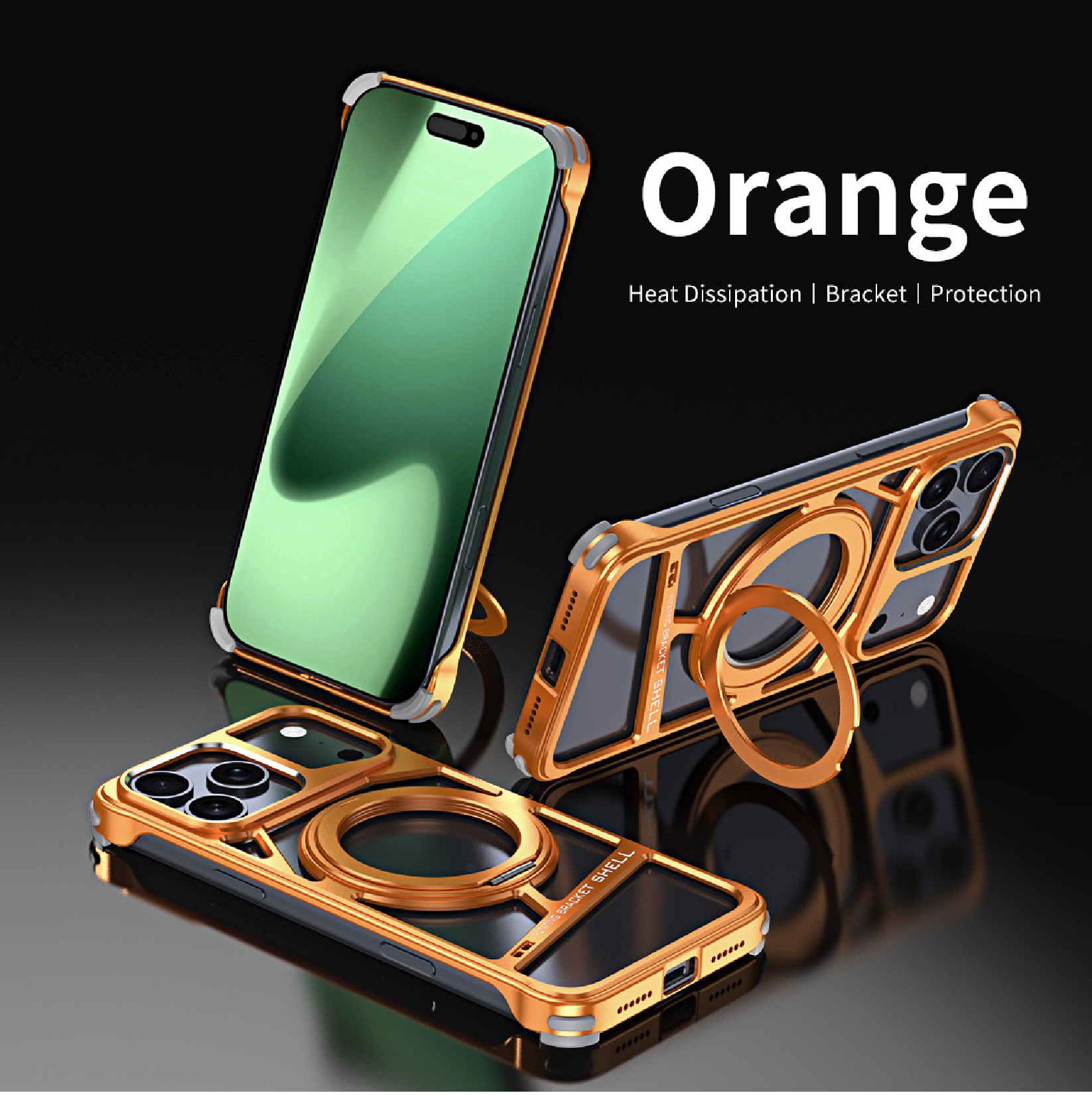 Magnetic Heat Dissipation Metal Rotating Stand Phone Case
