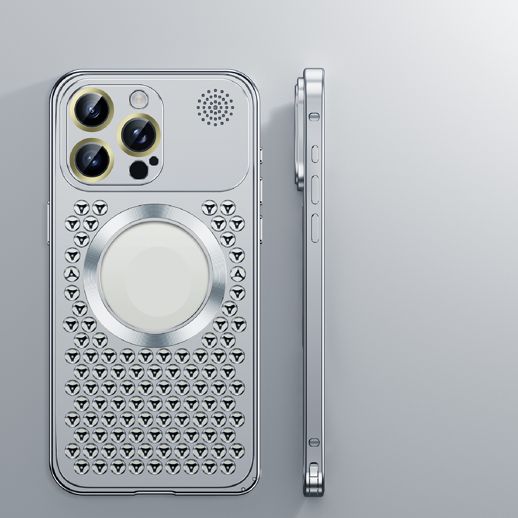 Heat dissipation anti-fall metal magnetic phone case