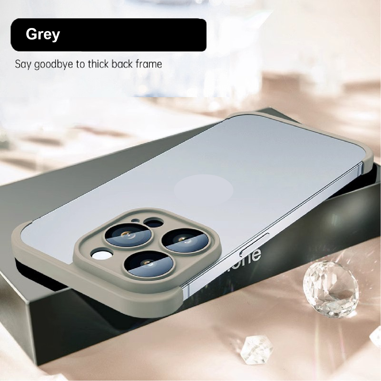 Frameless lens protective phone case