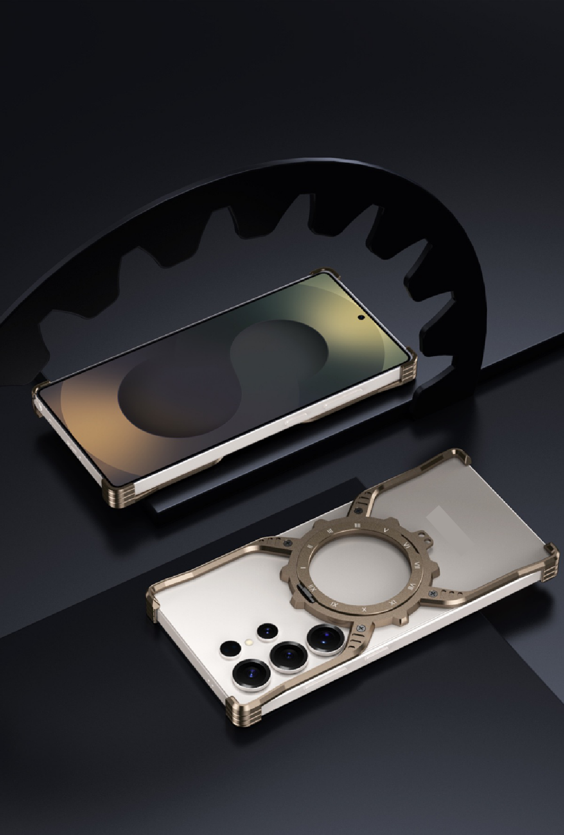 2025 Mechanical Gear Luminous Rotating Bracket Magnetic Phone Case