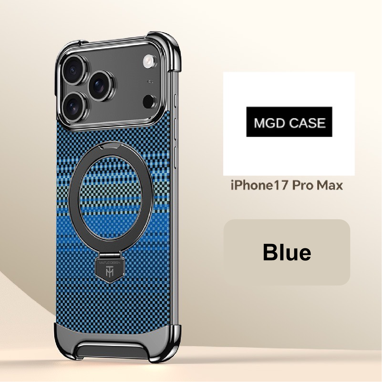 Noble Artistic Frame Carbon Fiber Pattern Magnetic Bracket Phone Case