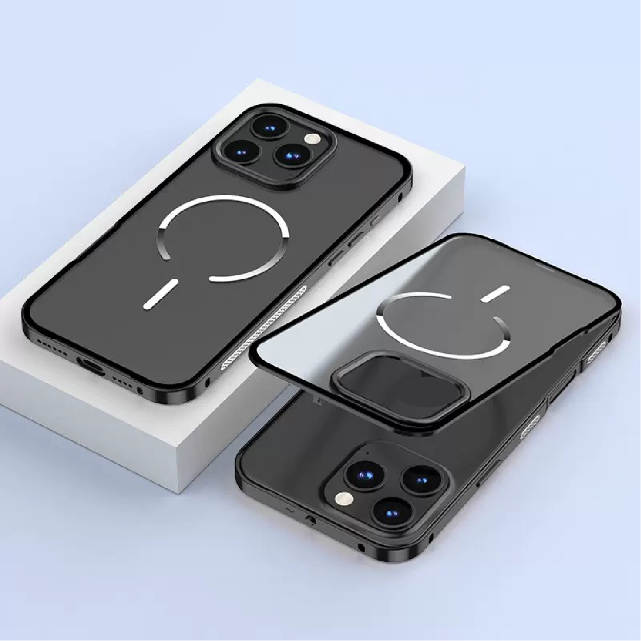 New Design Frosted Back Metal Frame Magnetic Anti-Fall Phone Case
