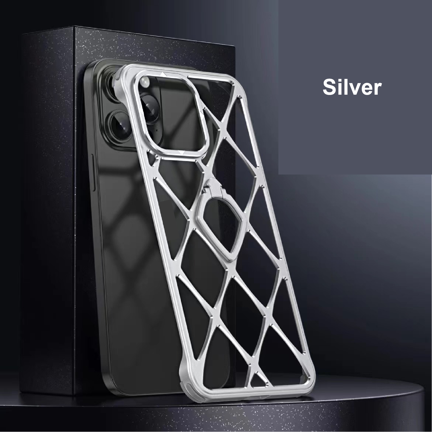 Alloy Diamond Grid Invisible Bracket Mobile Phone Case