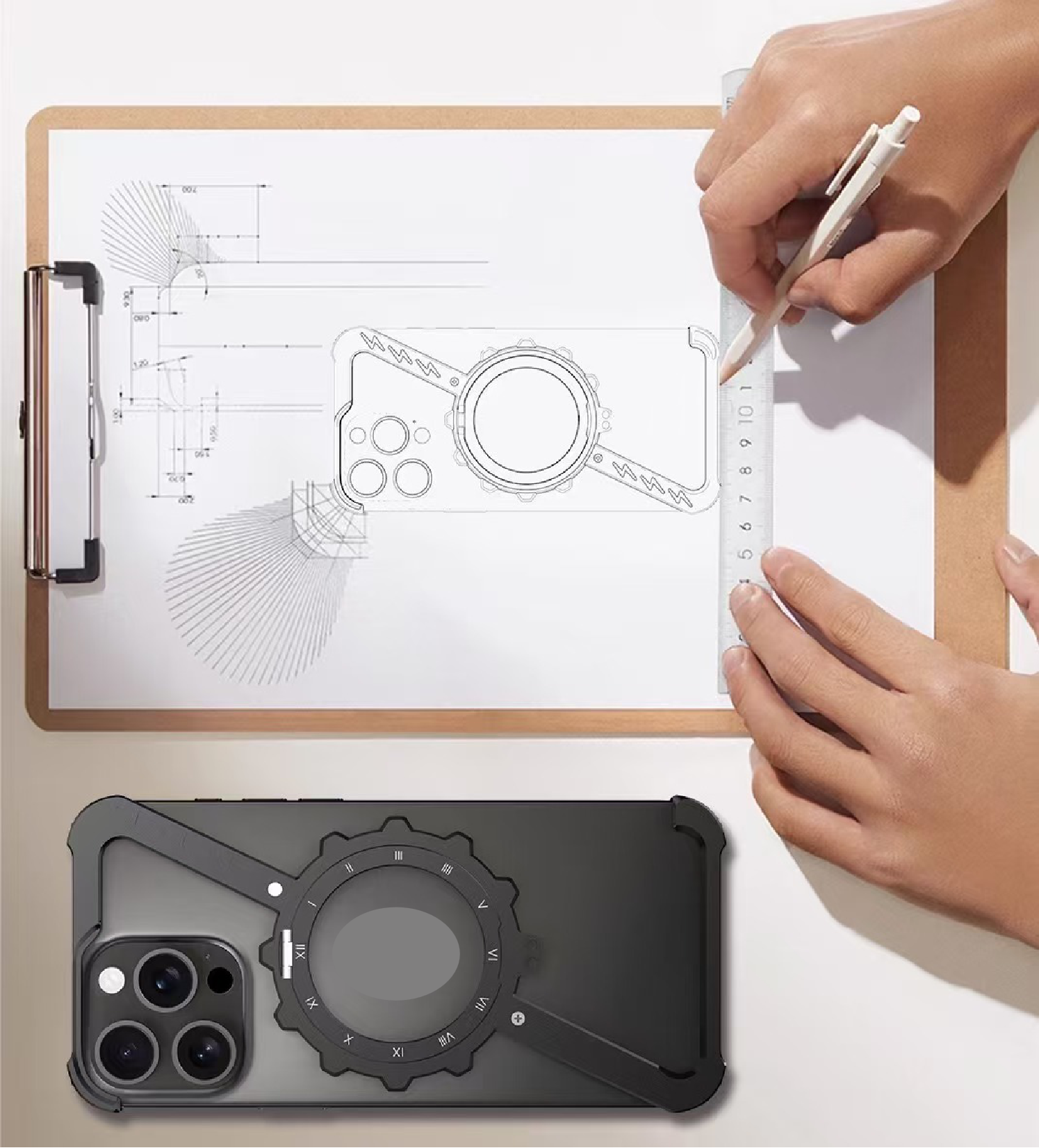 Z-Shape Gear Metal Magnetic Holder Phone Case