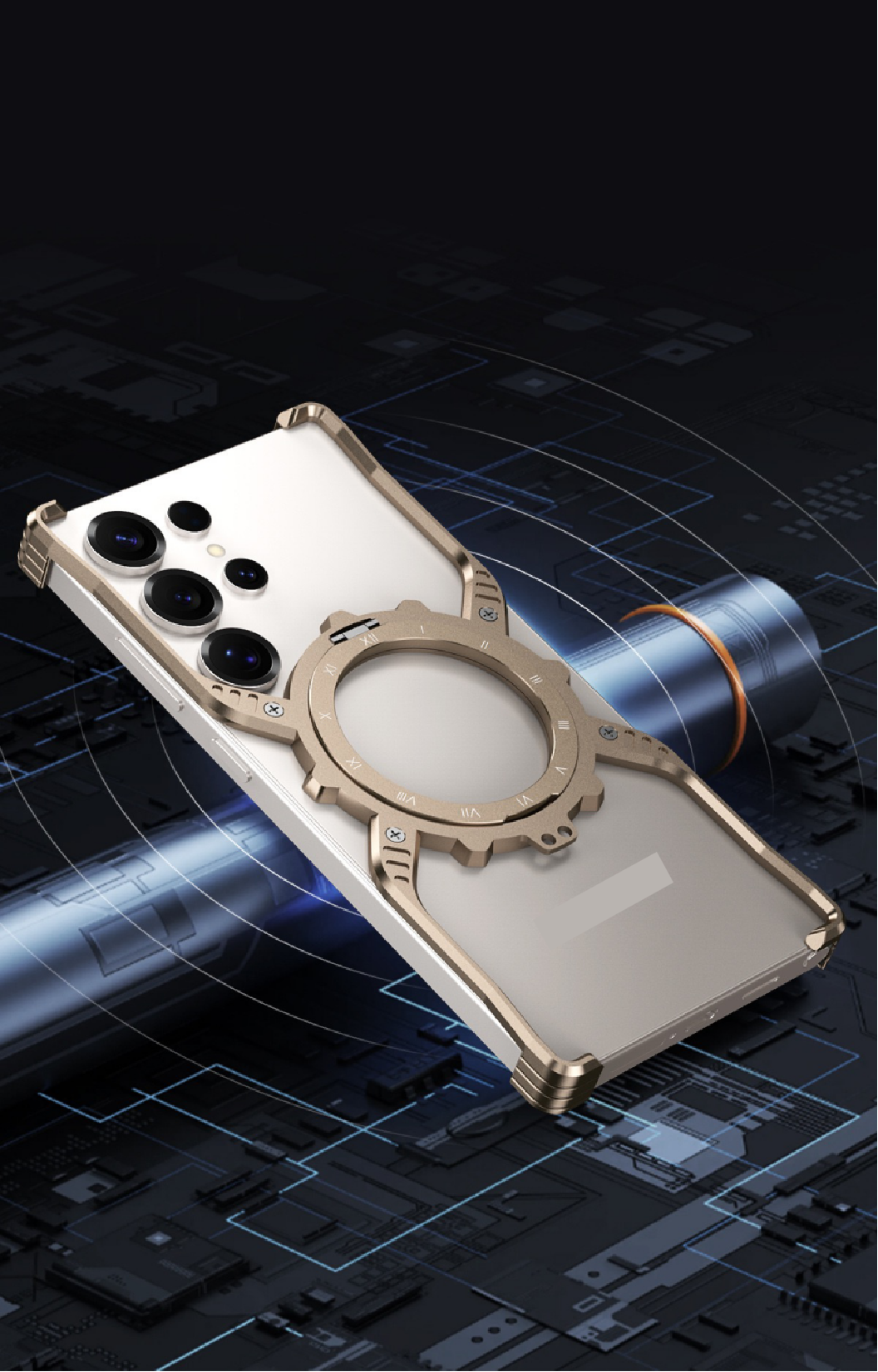2025 Mechanical Gear Luminous Rotating Bracket Magnetic Phone Case