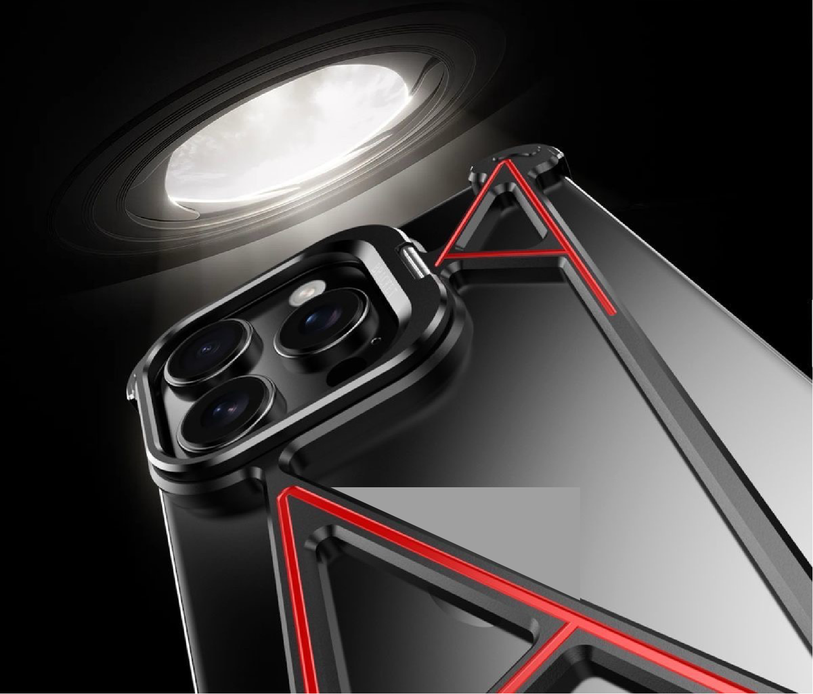 Innovative A-shaped Metal Lens Holder Phone Case