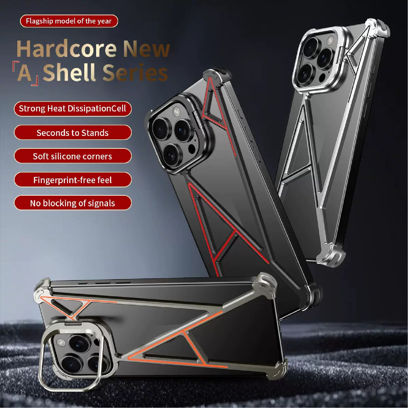 Innovative A-shaped Metal Lens Holder Phone Case