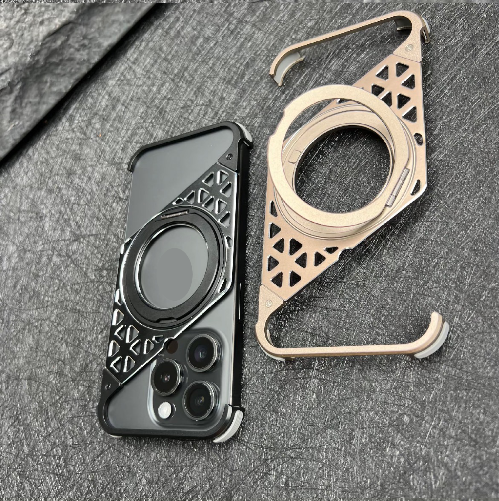 Innovative metal heat dissipation frameless rotating magnetic bracket mobile phone case