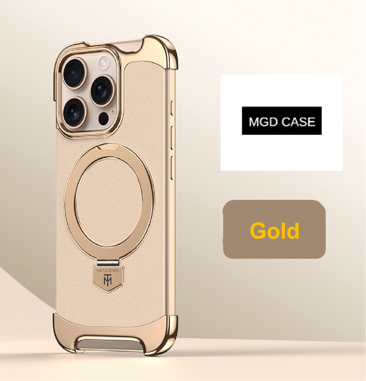 Brand New Plain Leather Borderless Magnetic Bracket Mobile Phone Case