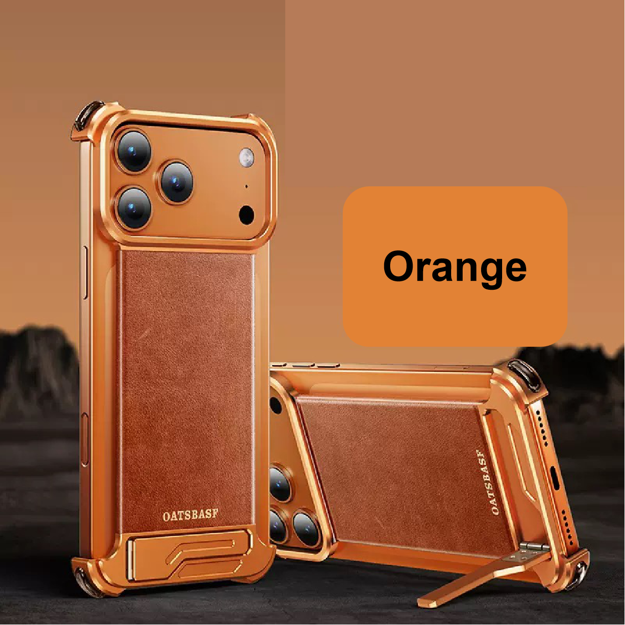 Metal Leather Hidden Bracket Magnetic Mobile Phone Case
