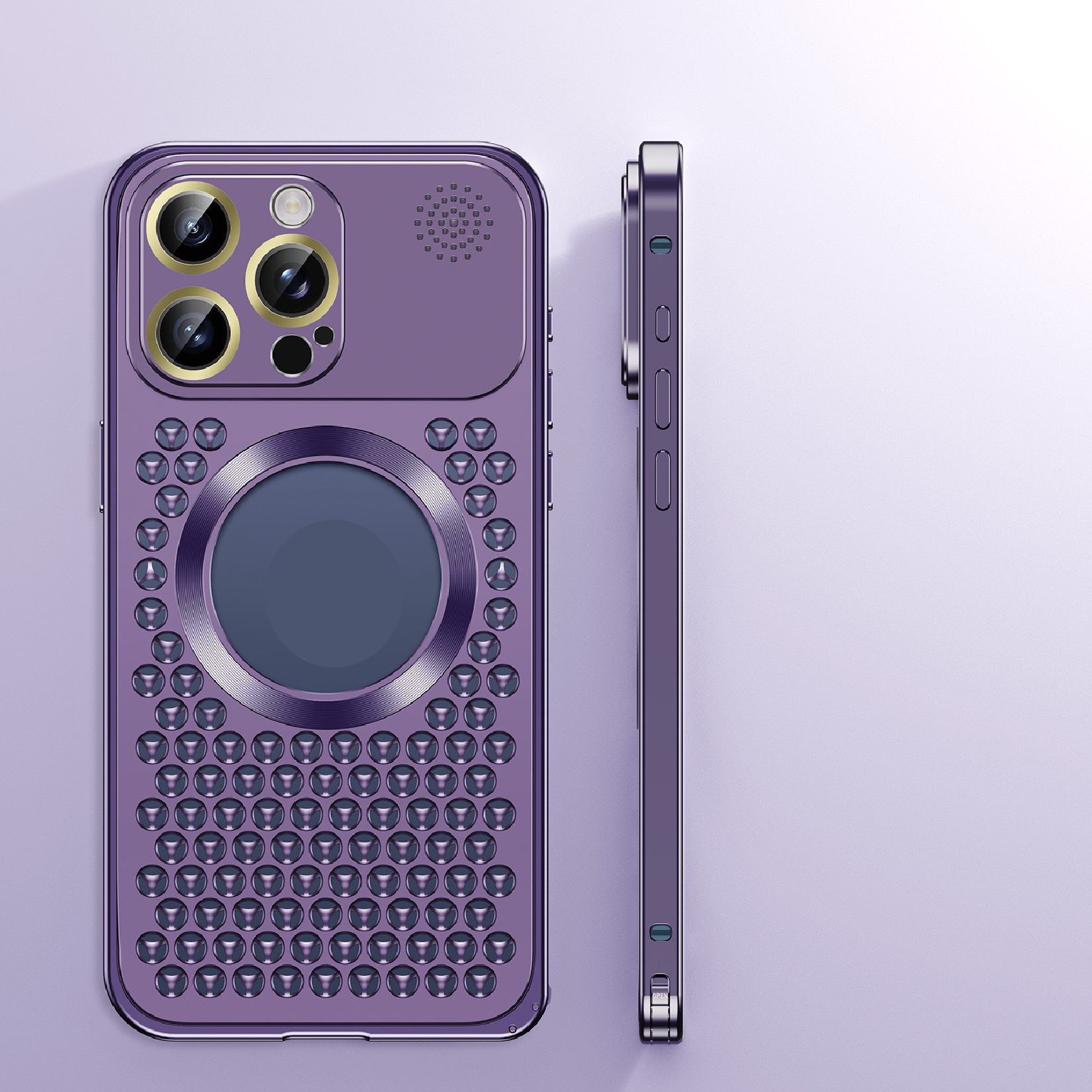 Heat dissipation anti-fall metal magnetic phone case