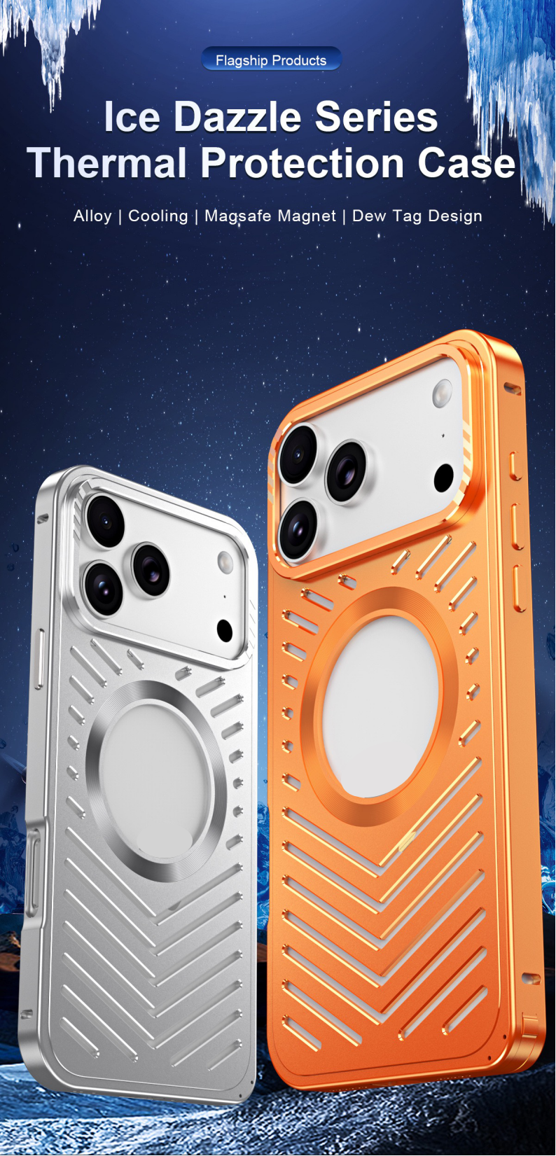  Ice-dazzling Magnetic Metal Buckle Heat Dissipation Phone Case