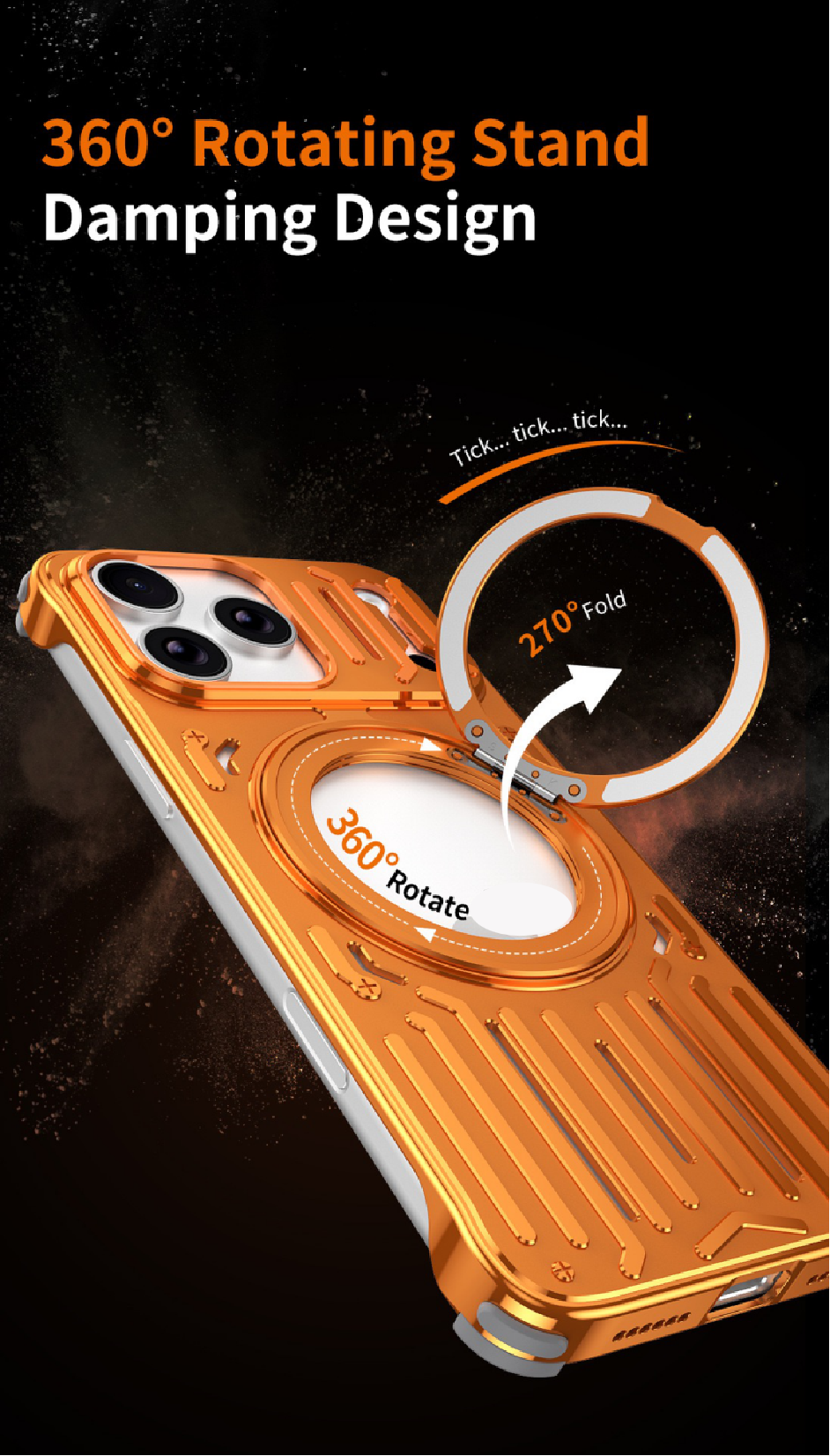 Mecha Series Metal Hollowed-out Heat Dissipation Magnetic Stand Phone Case