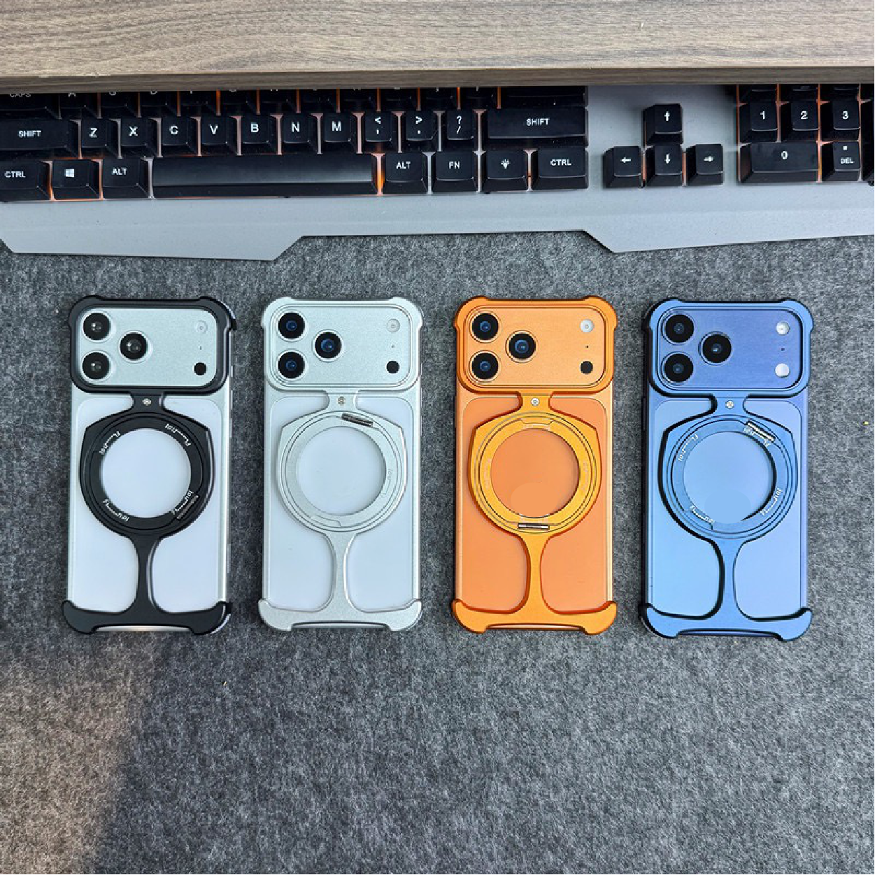 Compatible with Apple and Samsung metal frameless rotating magnetic stand phone cases