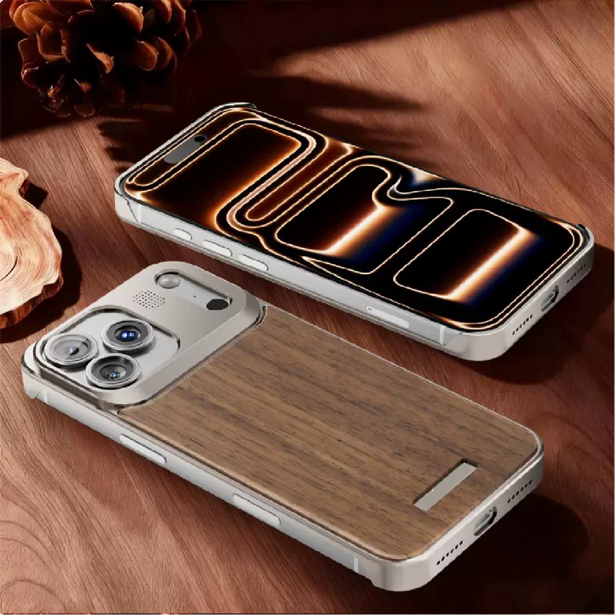 Brand New Upgraded Version Walnut Metal Aromatherapy Phone Case