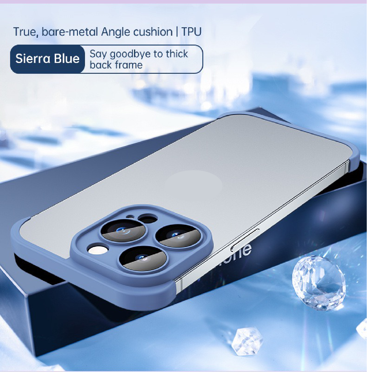 Frameless lens protective phone case