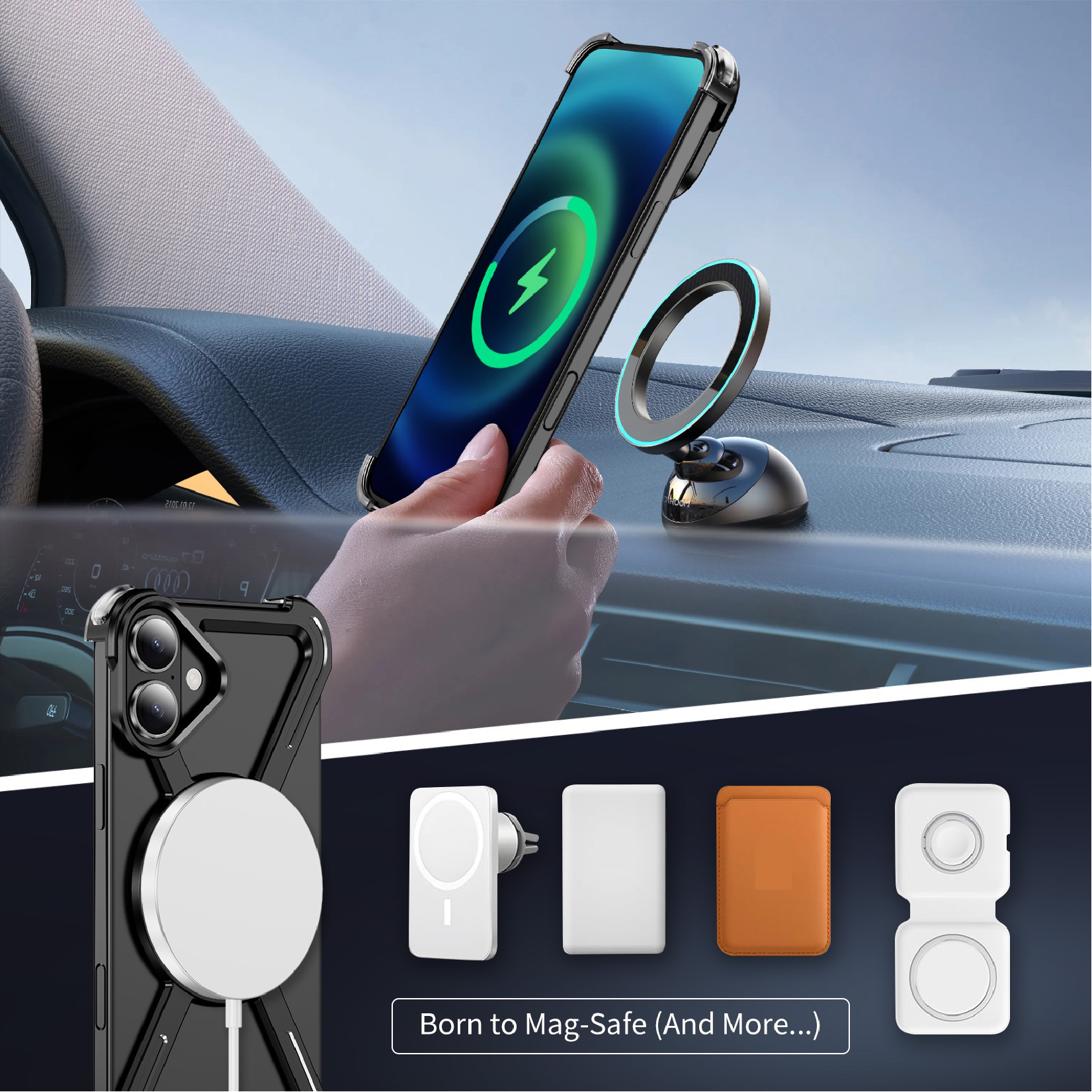 New Skeleton Metal Rotating Bracket Magnetic Phone Case