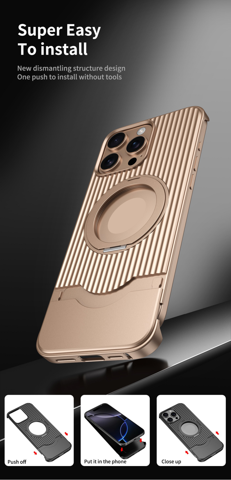 Luggage Style Telescopic Bracket Metal Magnetic Phone Case