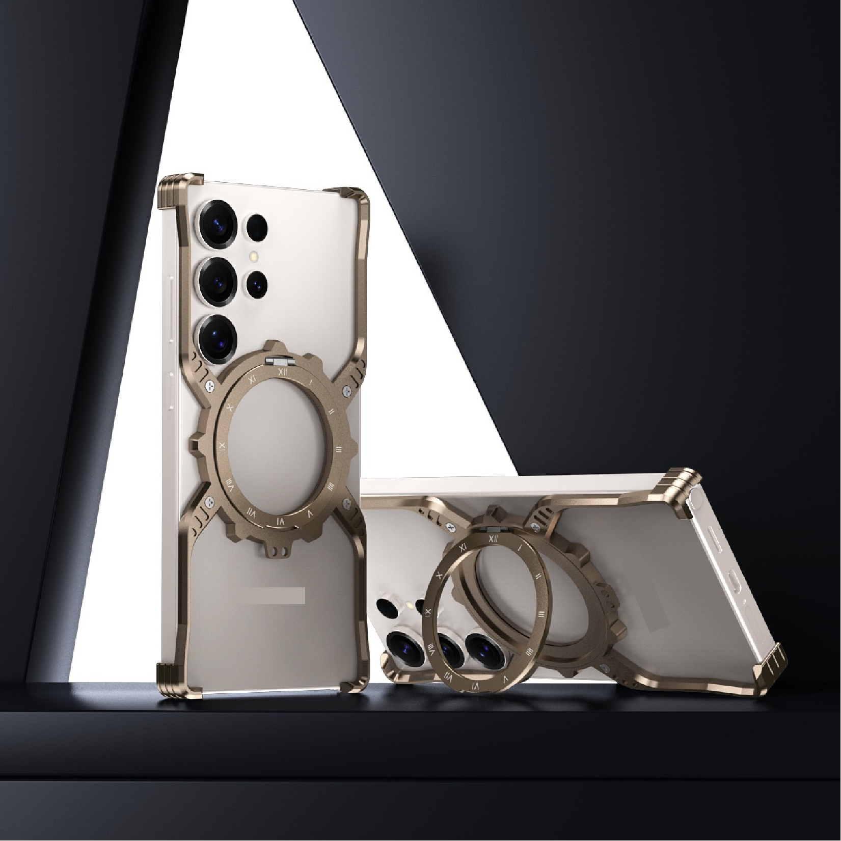 2025 Mechanical Gear Luminous Rotating Bracket Magnetic Phone Case