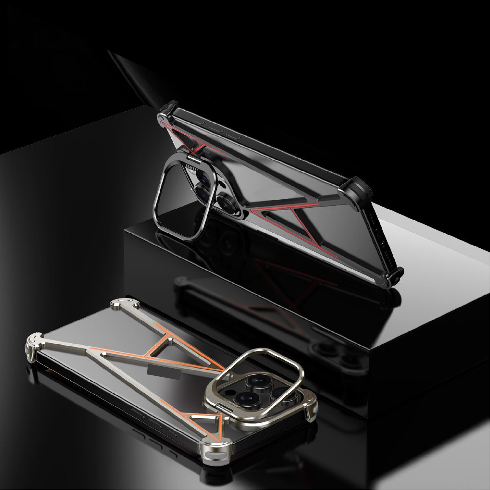 Innovative A-shaped Metal Lens Holder Phone Case