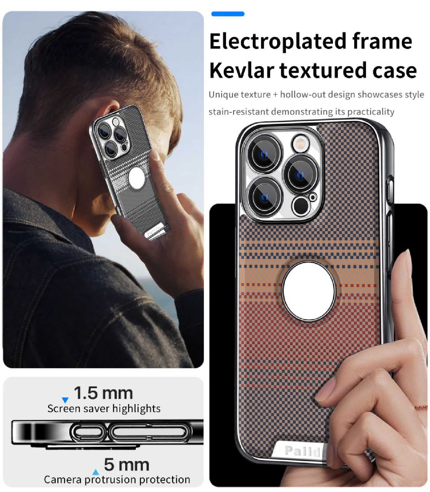 Sunset Series Carbon Fiber Leather Texture Hollow Phone Case