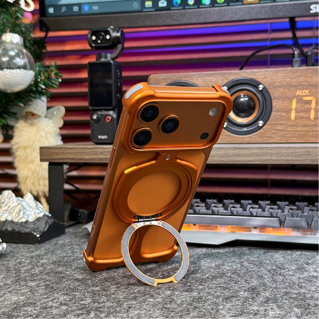Compatible with Apple and Samsung metal frameless rotating magnetic stand phone cases