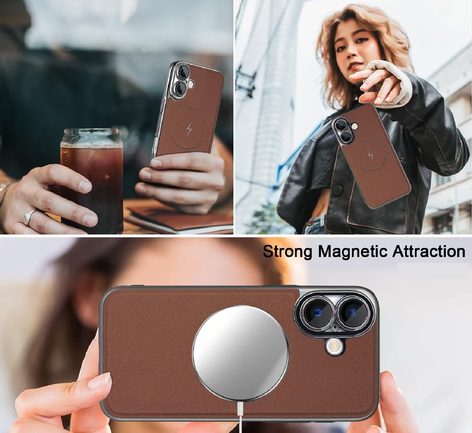 Premium Lightning Leather Magnetic Phone Case
