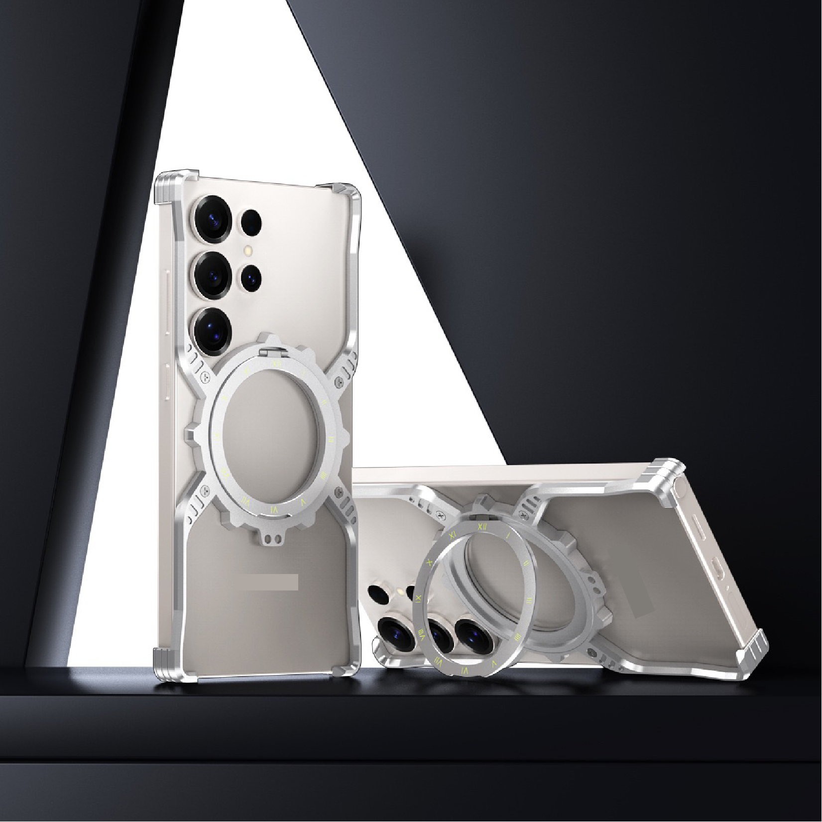 2025 Mechanical Gear Luminous Rotating Bracket Magnetic Phone Case