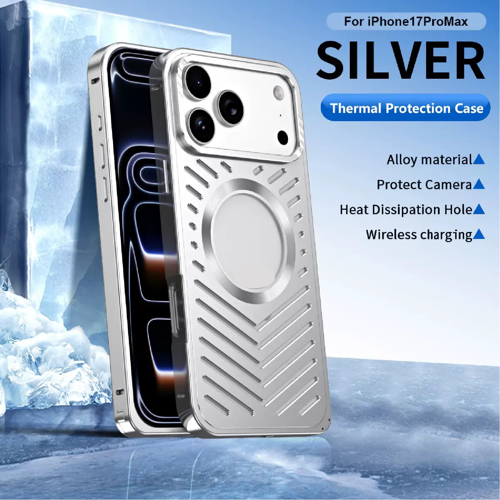  Ice-dazzling Magnetic Metal Buckle Heat Dissipation Phone Case