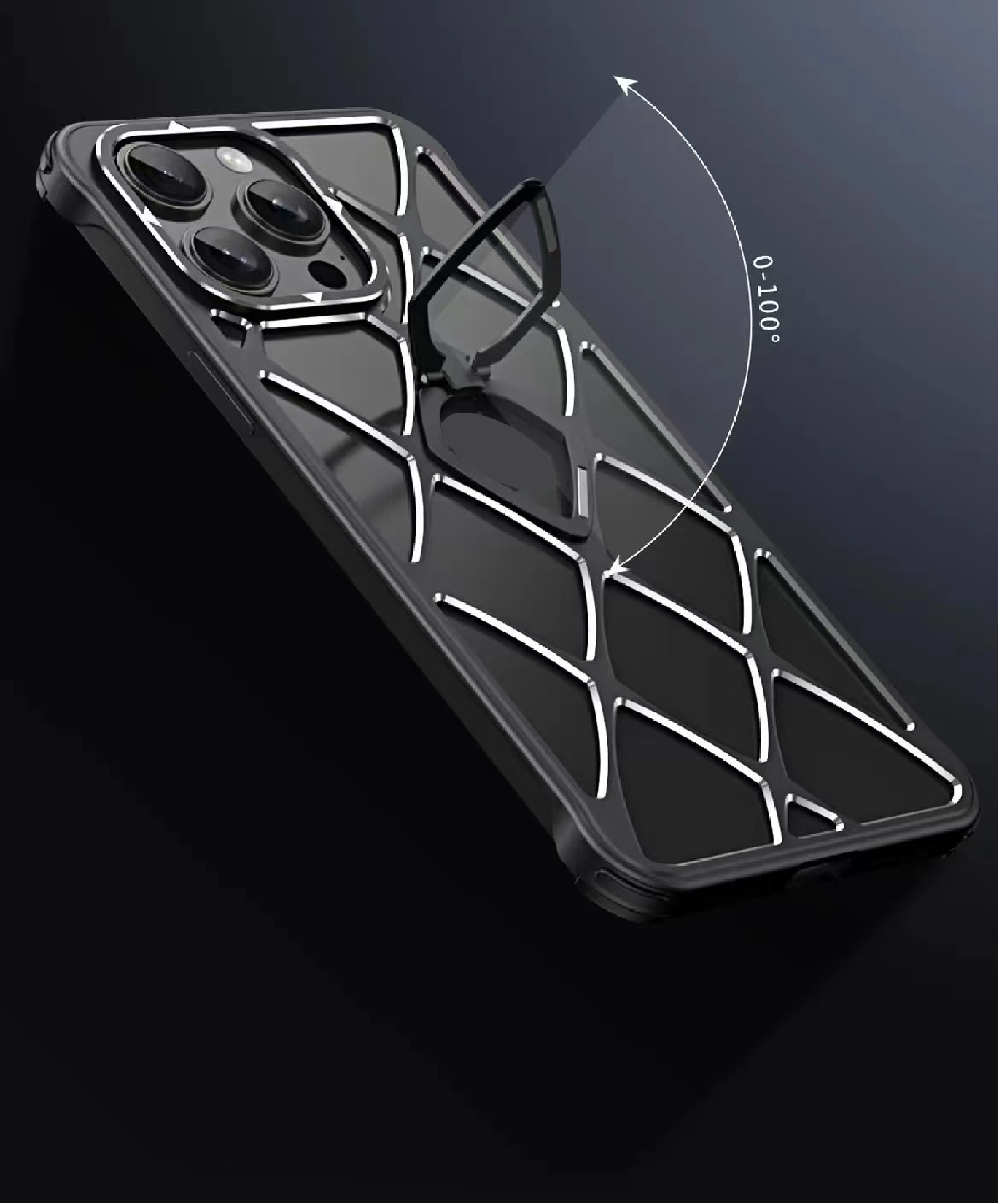 Alloy Diamond Grid Invisible Bracket Mobile Phone Case