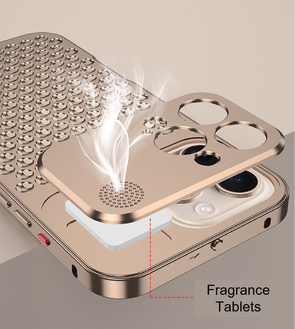Metal Snap Lens Protection Aromatherapy Heat Dissipation Mobile Phone Case