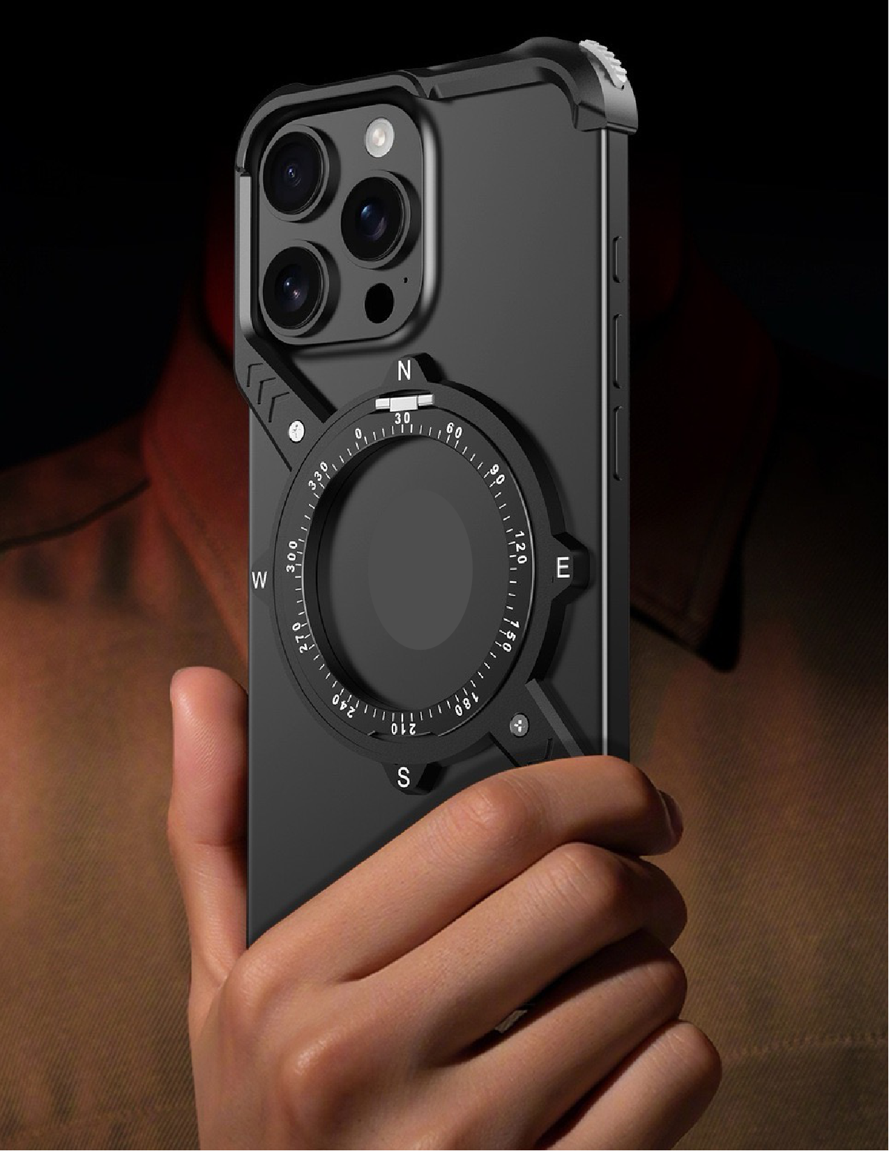 S-shaped Compass Rotating Magnetic Bracket Mobile Phone Case