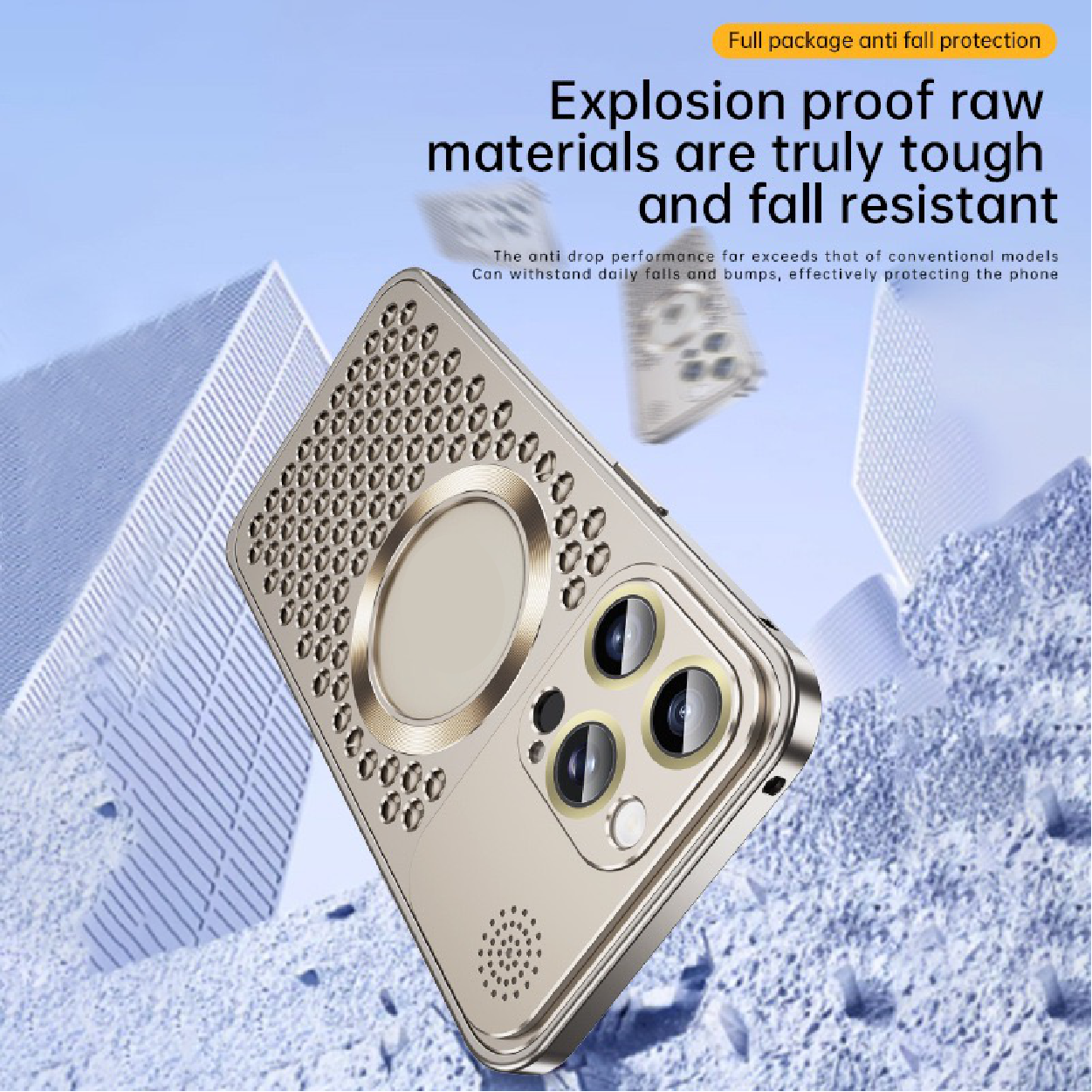 Heat dissipation anti-fall metal magnetic phone case