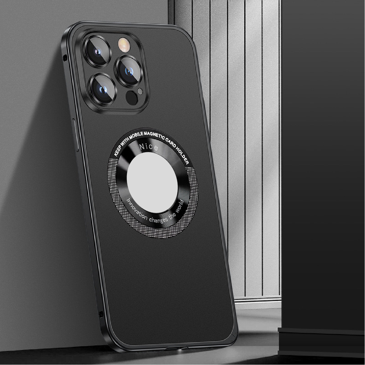 Magnetic metal frame mobile phone case