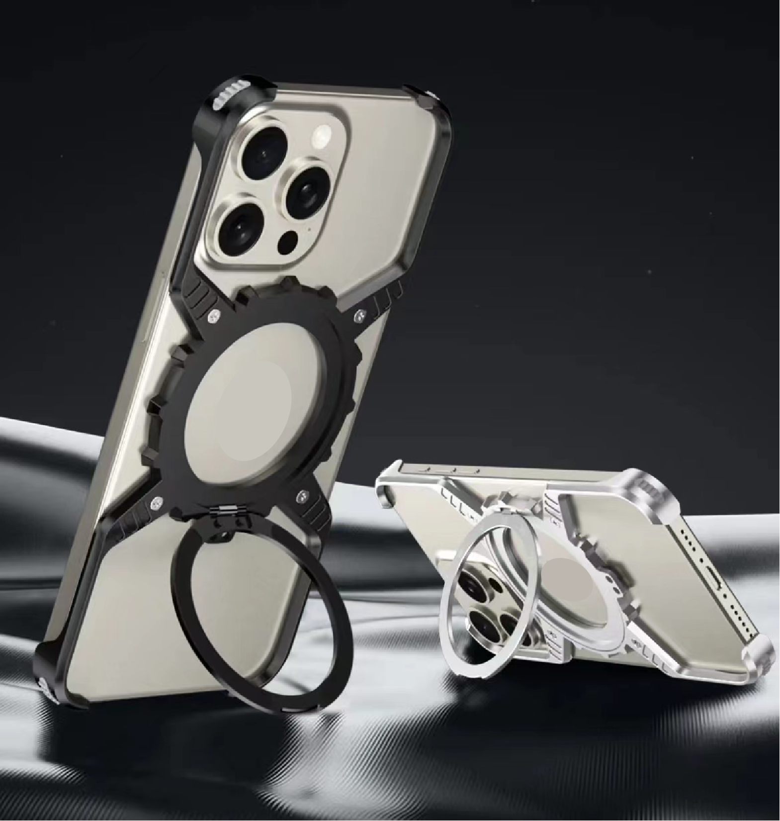 Mechanical Gear Luminous Rotating Bracket Magnetic Phone Case