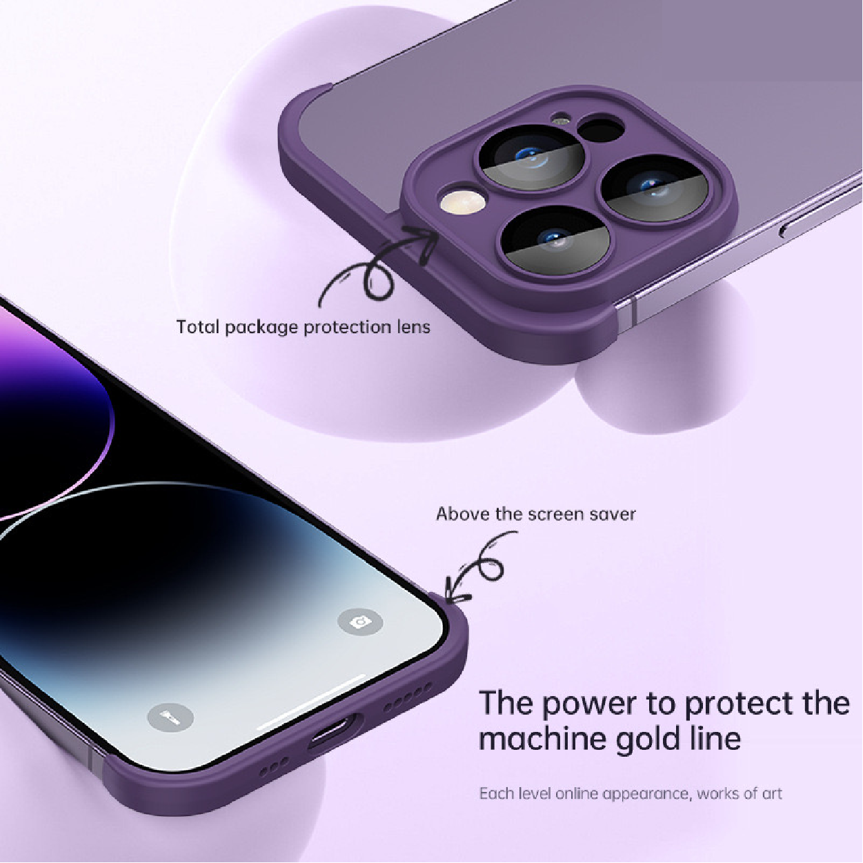 Frameless lens protective phone case