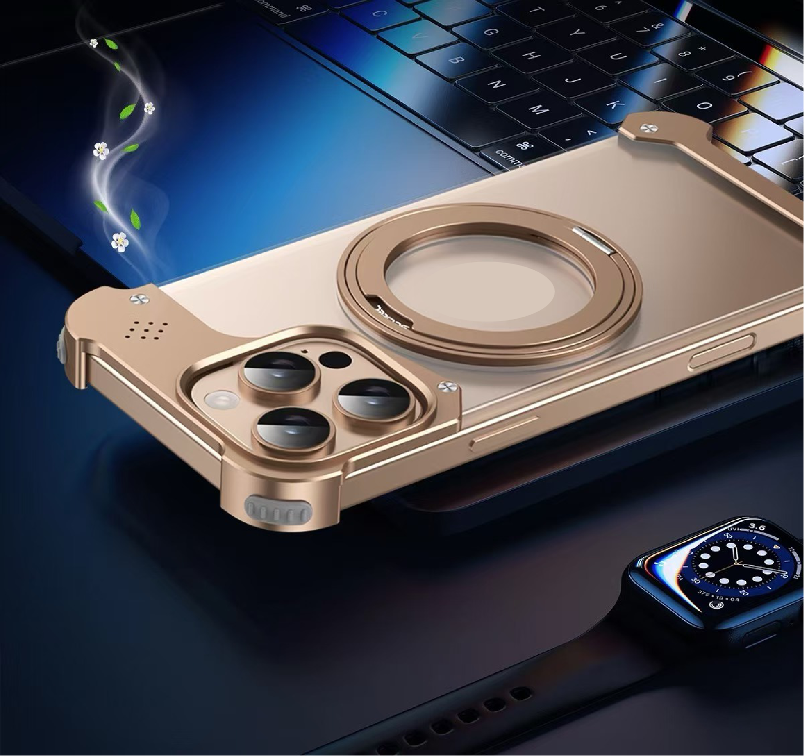 Fragrance Transparent Alloy Bracket Magnetic Phone Case