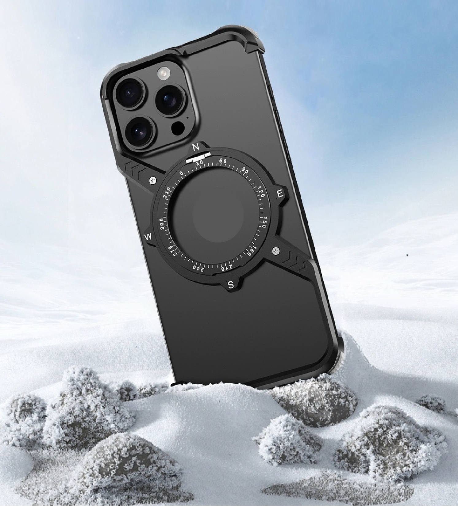 S-shaped Compass Rotating Magnetic Bracket Mobile Phone Case