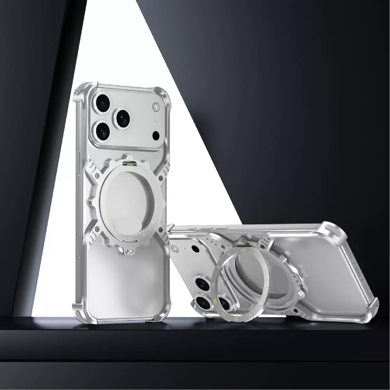 Mechanical Gear Luminous Rotating Bracket Magnetic Phone Case