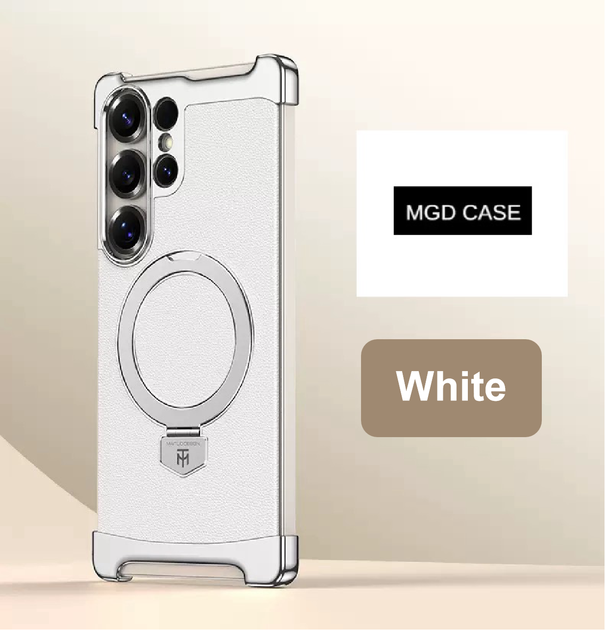 Brand New Plain Leather Borderless Magnetic Bracket Mobile Phone Case