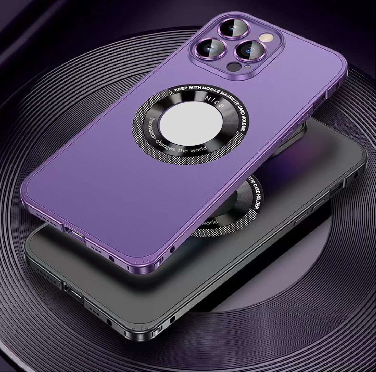 Magnetic metal frame mobile phone case