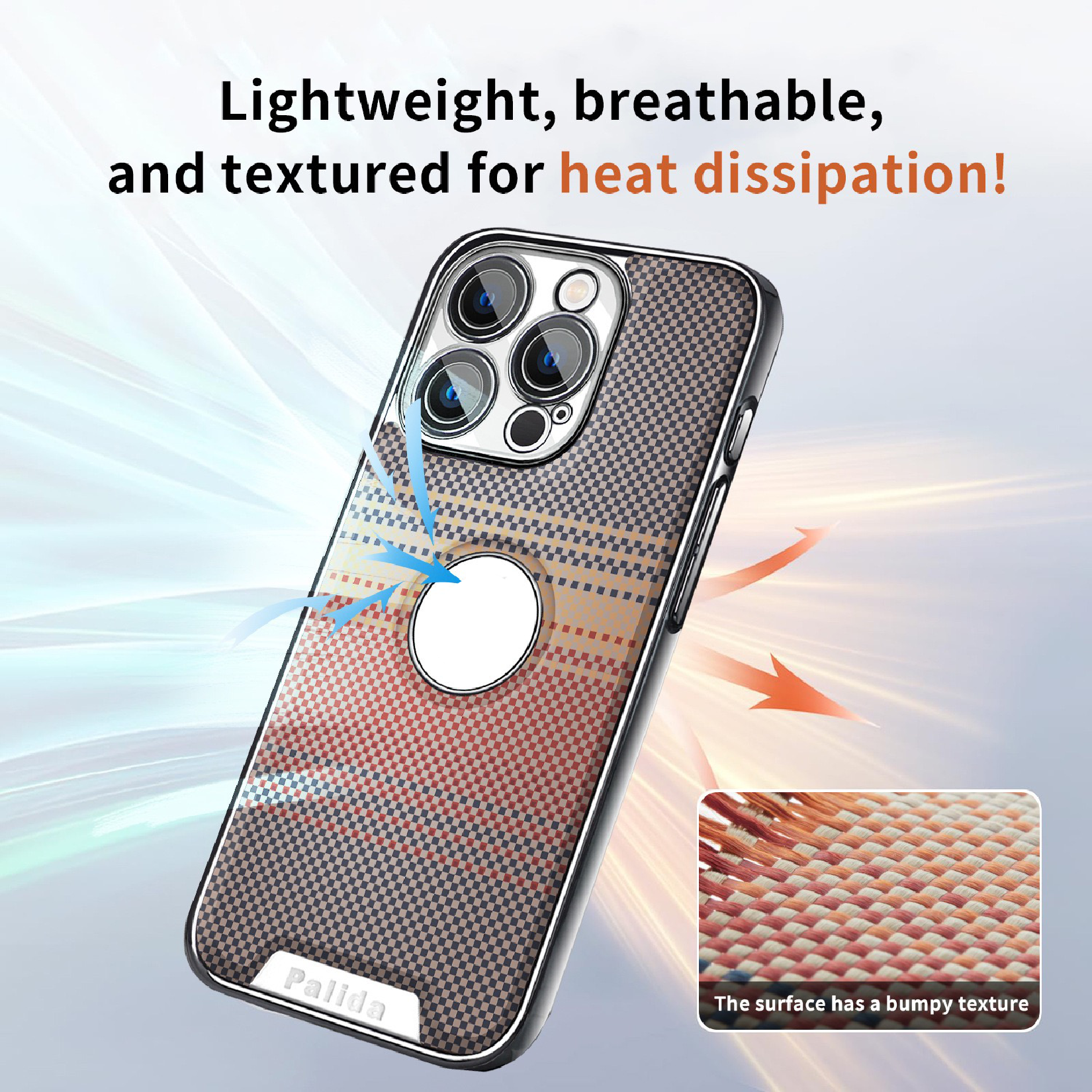 Sunset Series Carbon Fiber Leather Texture Hollow Phone Case