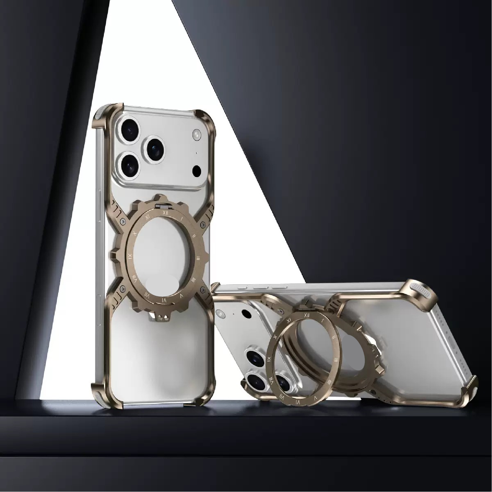 Mechanical Gear Luminous Rotating Bracket Magnetic Phone Case