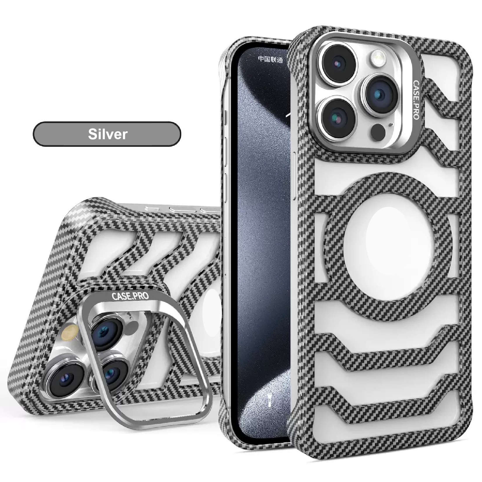 Carbon Fiber Hollow Frameless Lens Holder Magnetic Mobile Phone Case