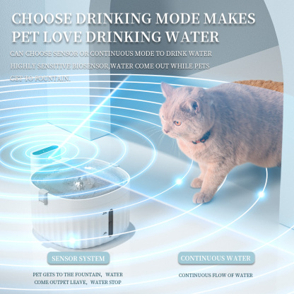 Dog & Cat drinking fountain Pet water dispenser auto circulates wireless unplugged smart infrared sensor