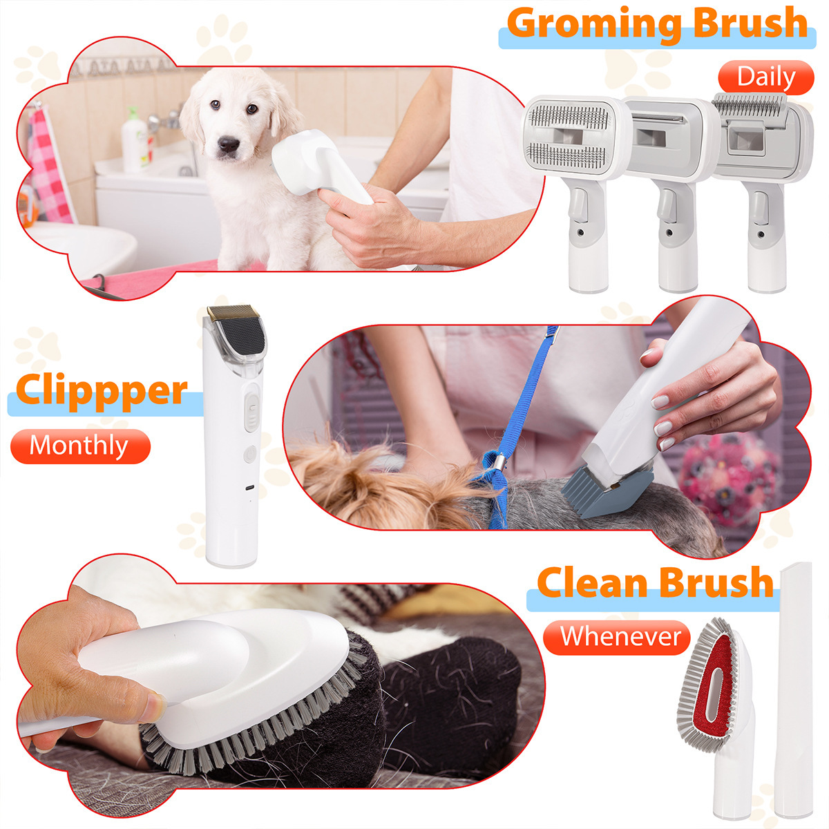 Pet Suction And Shearing All-In-One Machine, Dog Beauty Set, Cat Multifunctional Grooming Device Set