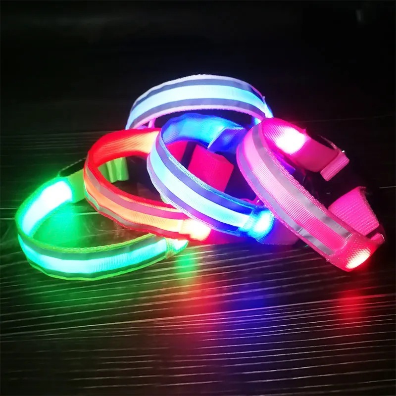 LED luminous pet collar USB charging pet collar LED flashing dog collar with light