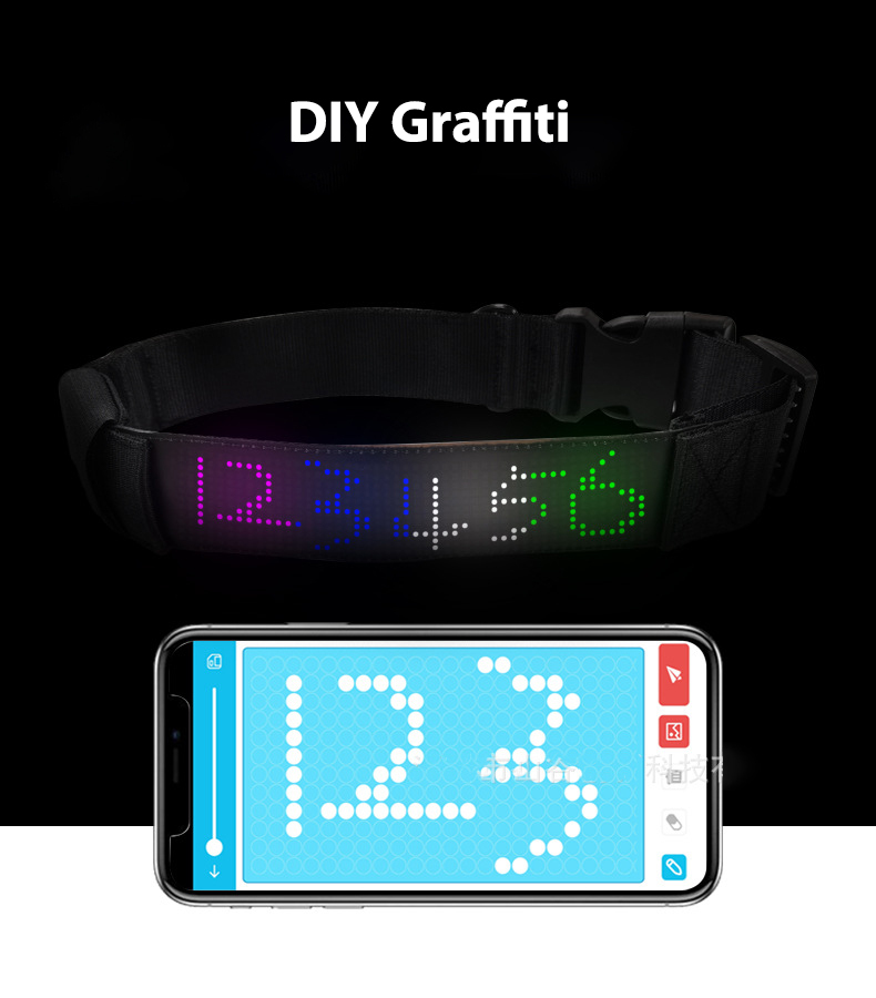 LED fiber optic luminous dog pet collar app DIY characters night light charging adjustable-Rongpet