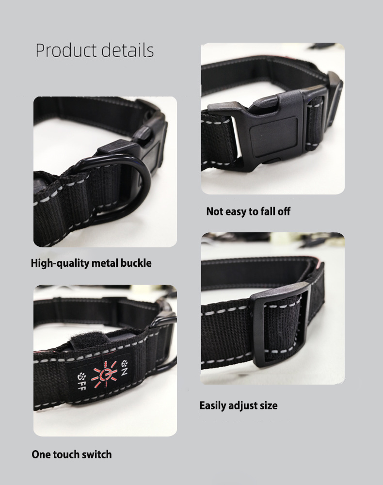 LED fiber optic luminous dog pet collar app DIY characters night light charging adjustable-Rongpet